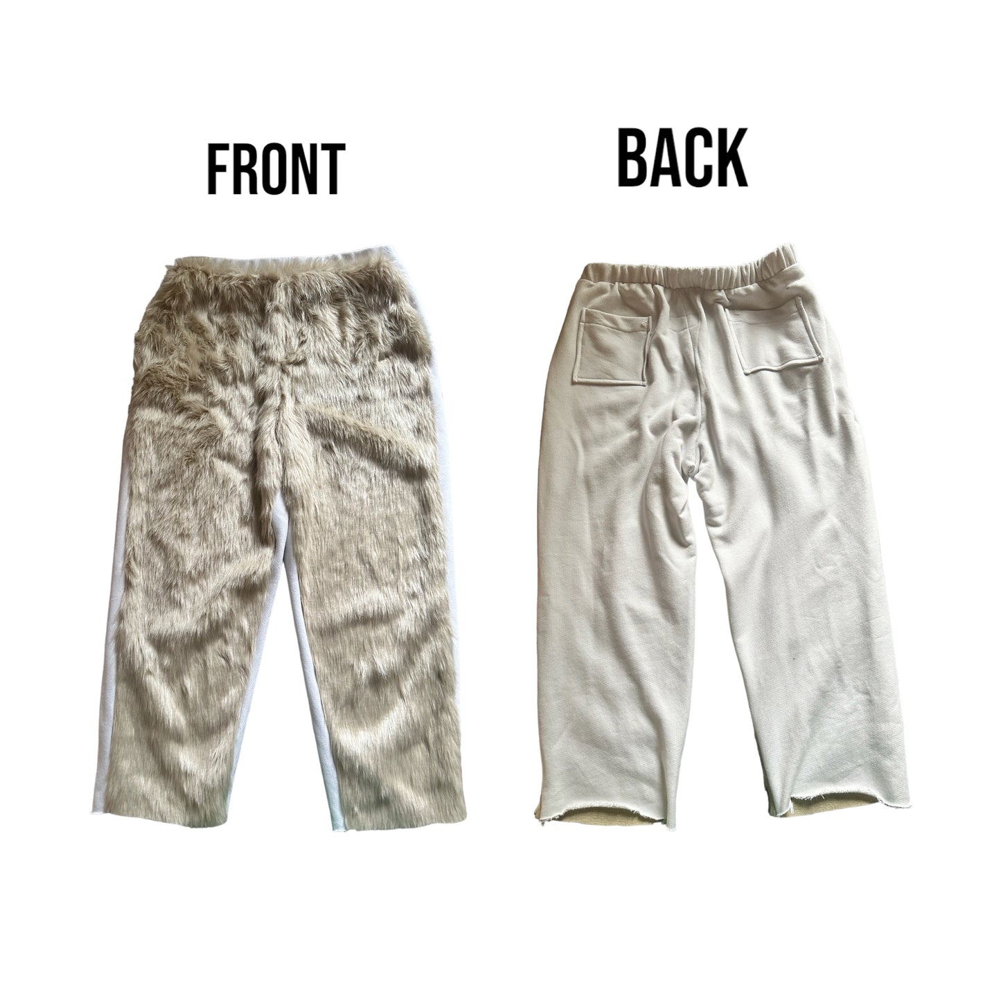 Distressed hybrid fur pants