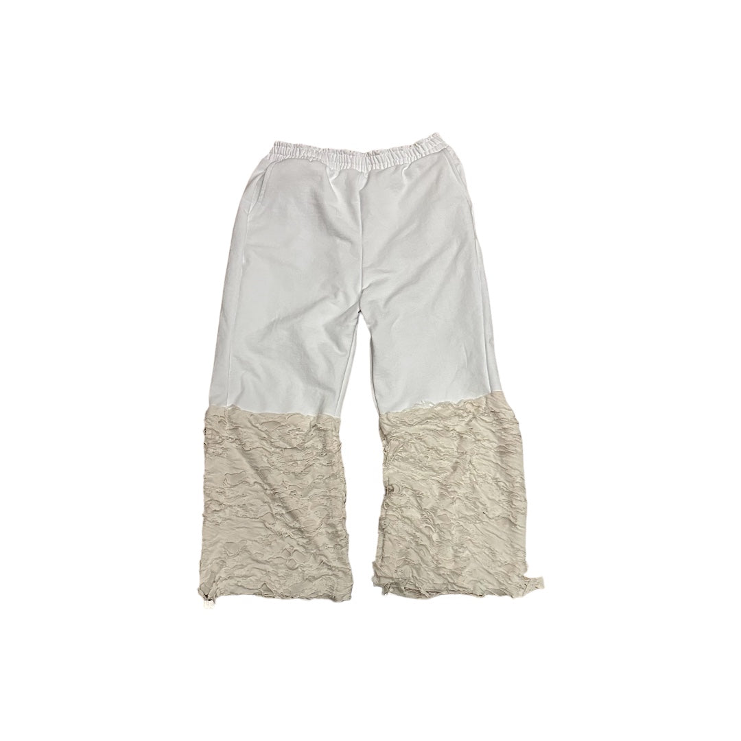 Hybrid distressed French terry cotton pants