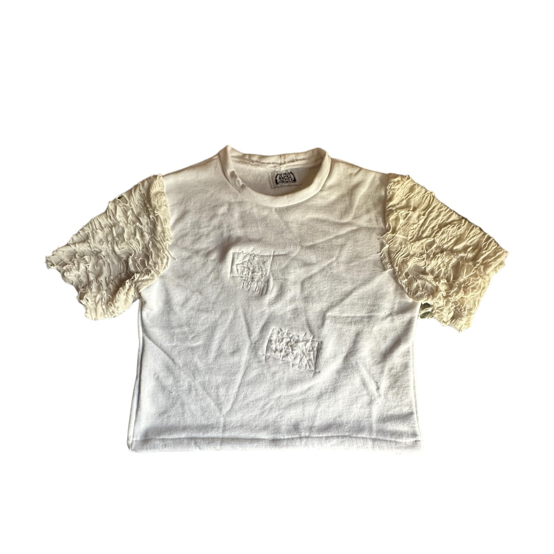 Distressed hybrid shirt