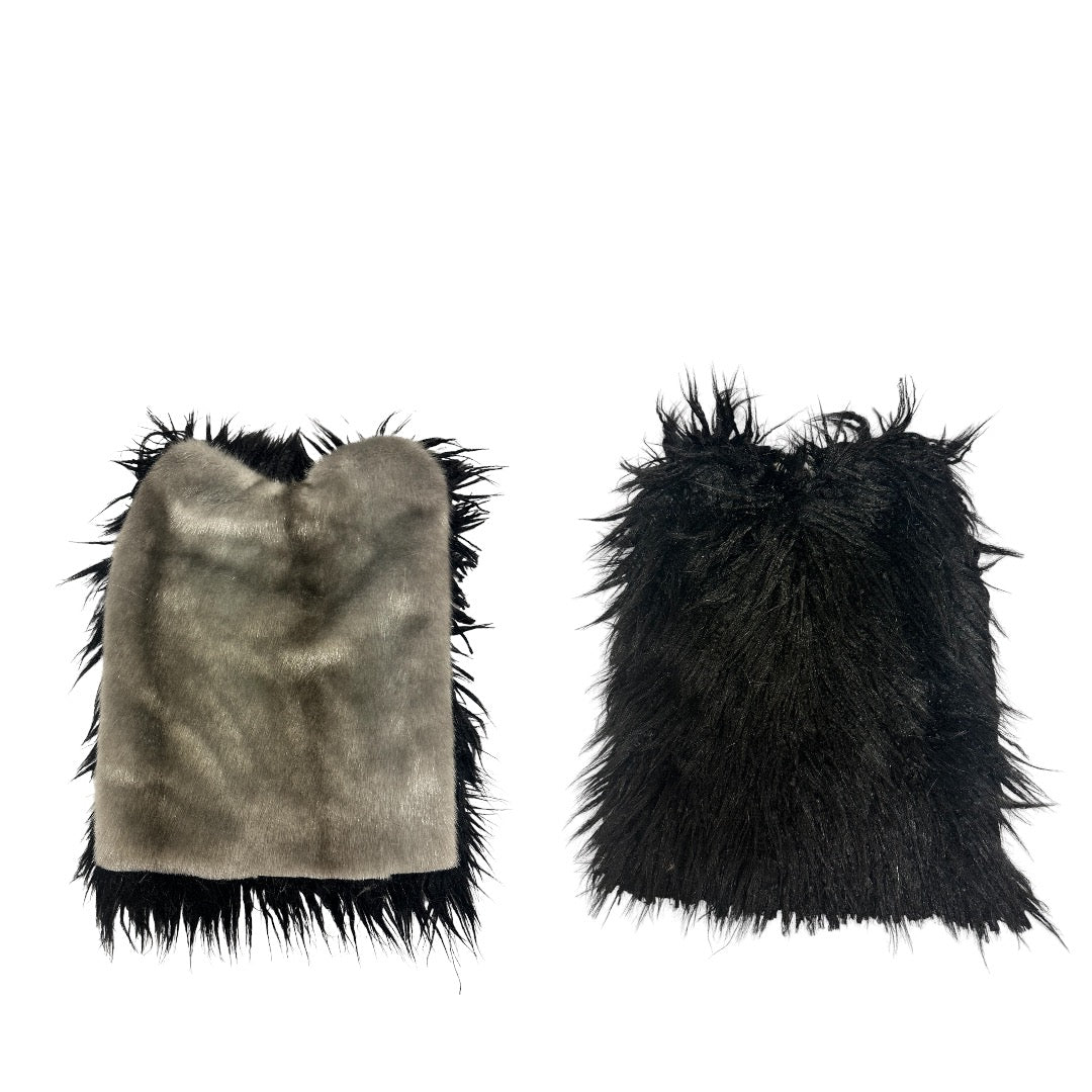 2 tone bat ear faux fur beanie