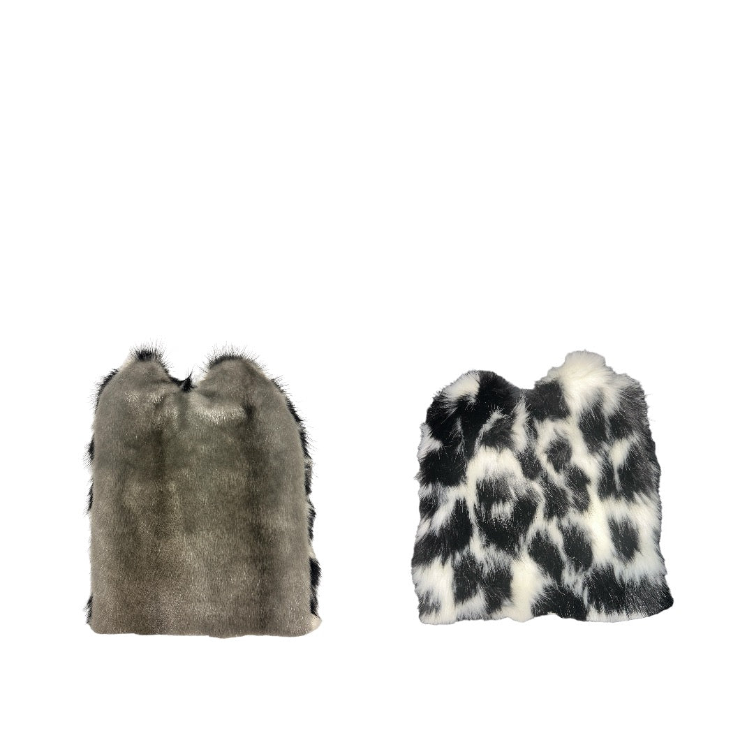 2tone bat ear faux fur beanie