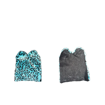 Hybrid leopard print bat ear faux fur beanie