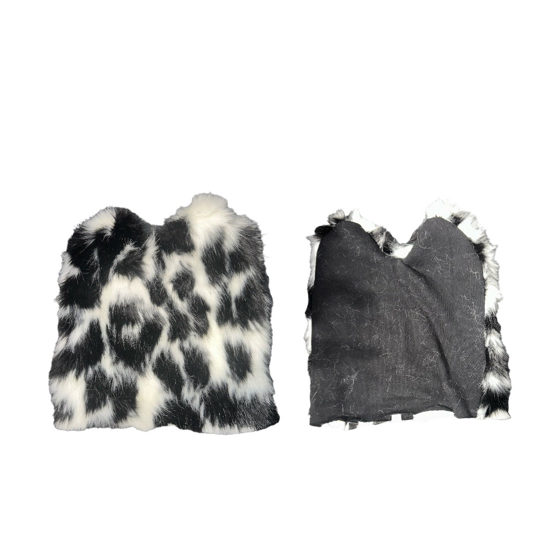 Hybrid leopard print bat ear faux fur beanie