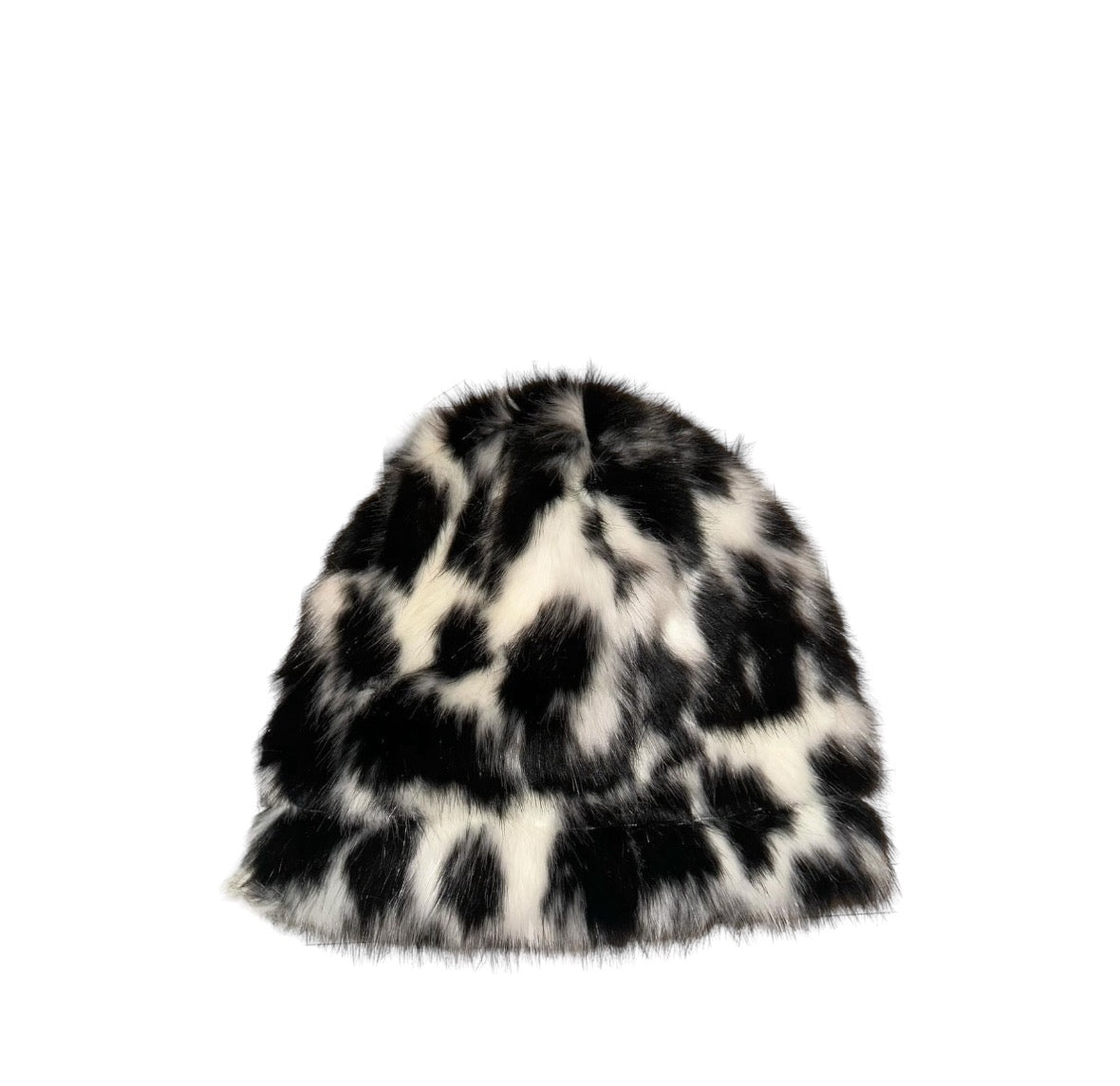 Leopard print fur beanie