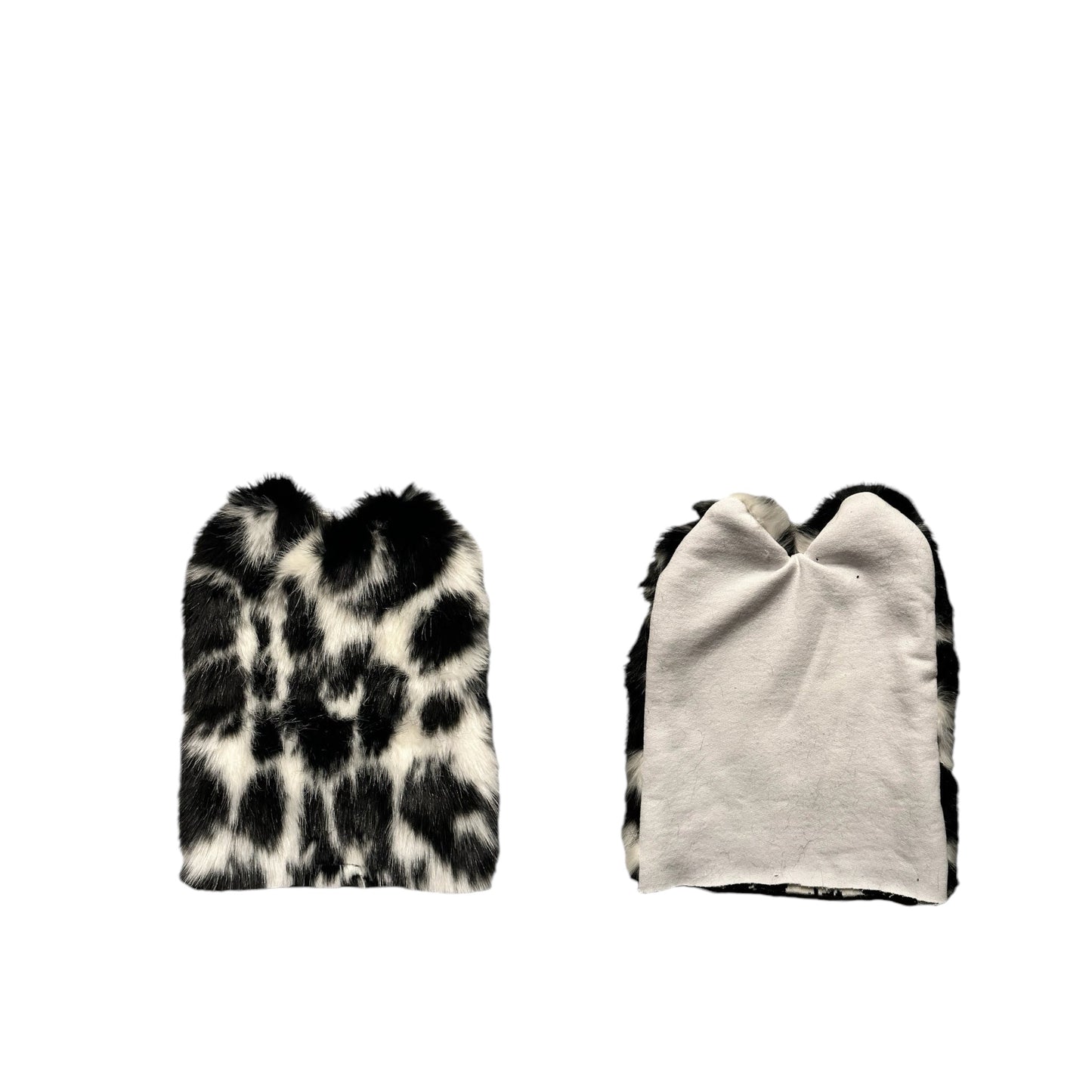 Leopard print hybrid faux fur bat ear beanie