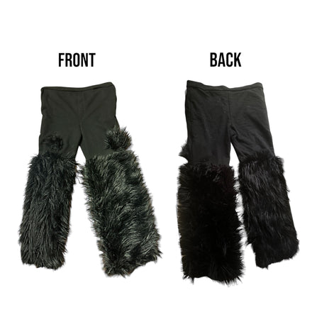 Hybrid fur patch stacked fur pants