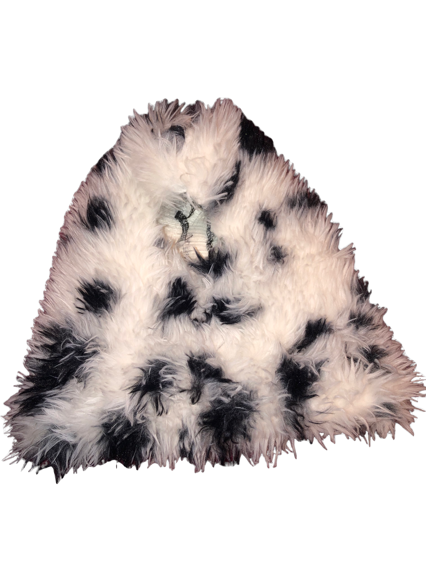 White & black fur mask
