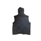 Fur patch sleeveless shirt w/oversized hood
