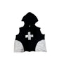 Fur patch sleeveless shirt w/oversized hood