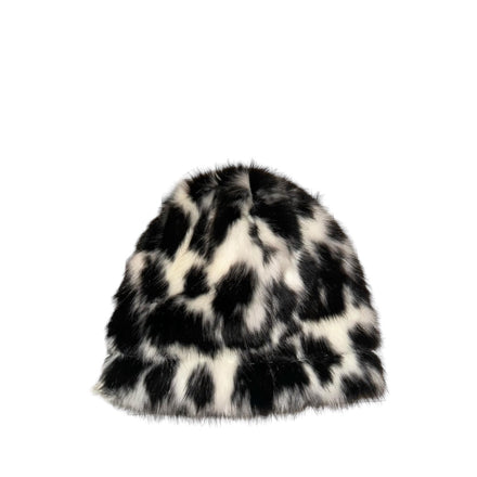Leopard print fur beanie