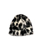 Leopard print fur beanie