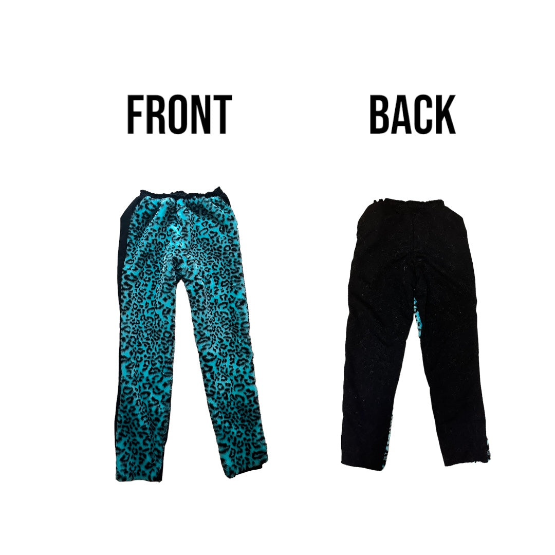 Leopard print faux fur hybrid sweatpants